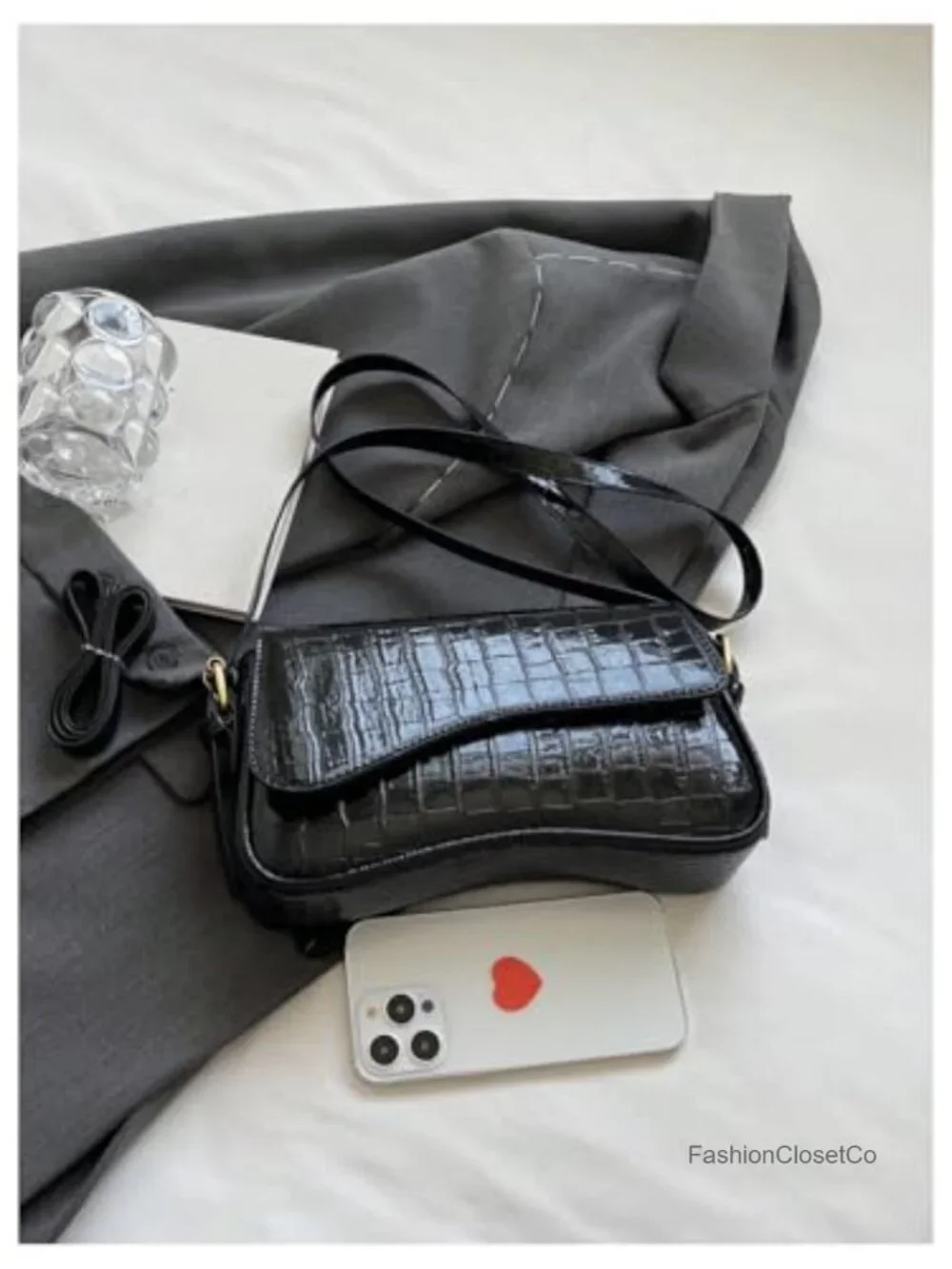 Faux Leather Hobo Crossbody Shoulder Bag Clutch Handbag Y2K Saddle Flap